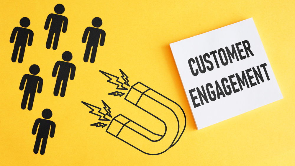 Customer engagement is shown using a text