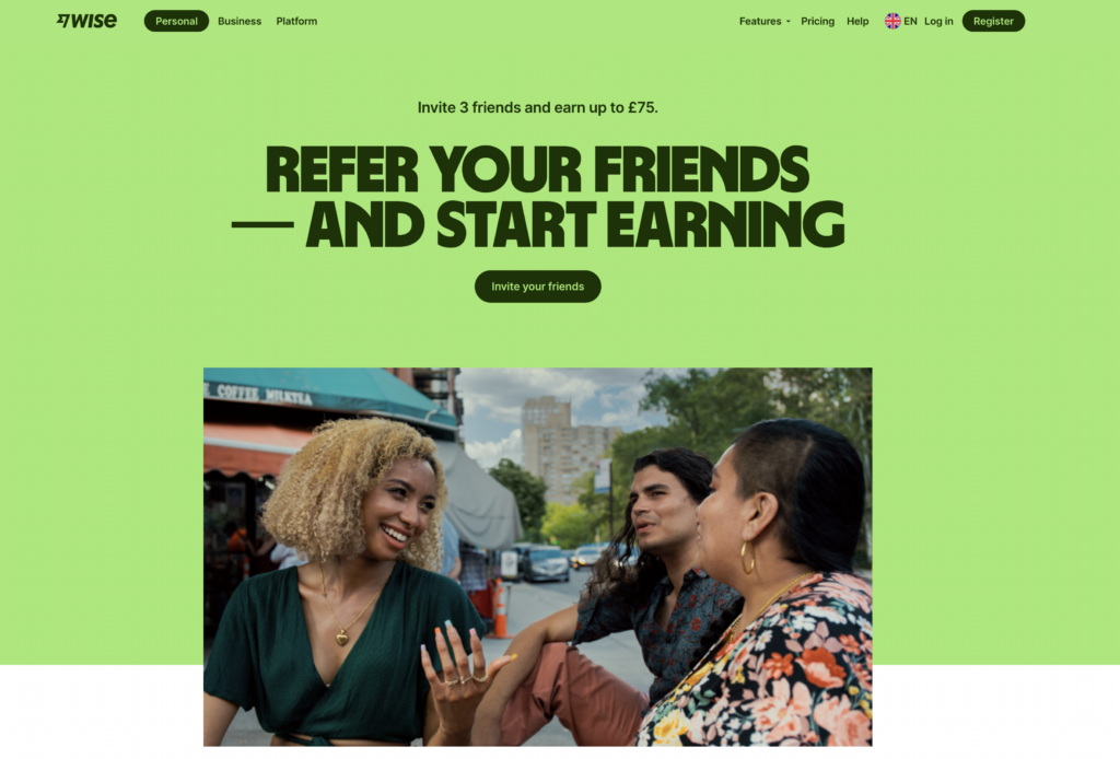 Wise referral program template example