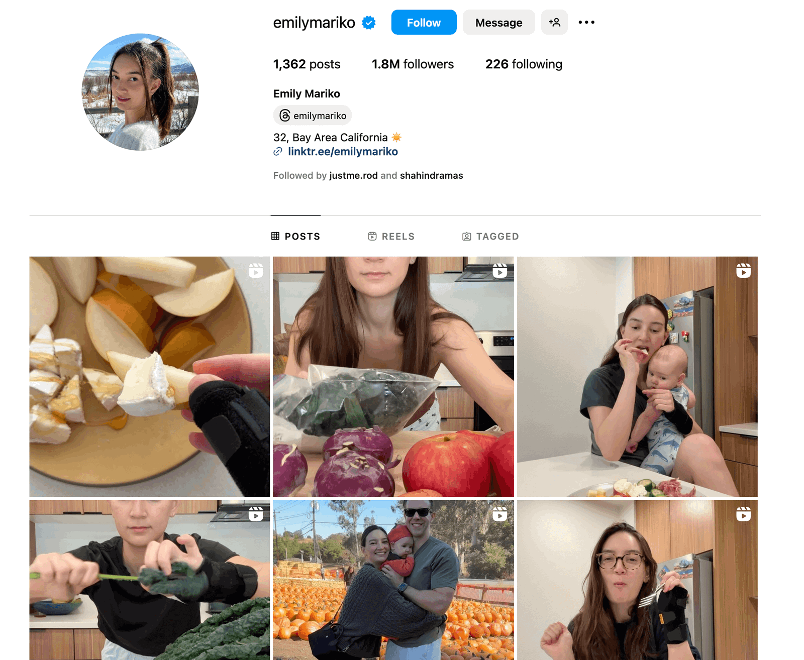 Food type of influencer, Emily Mariko