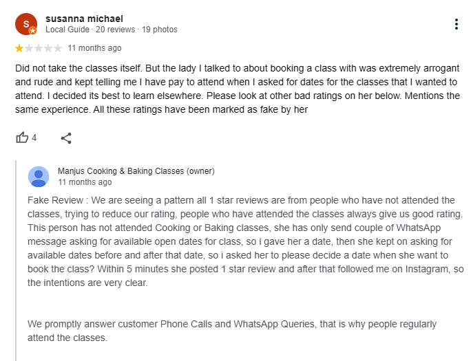 Fake user reviews