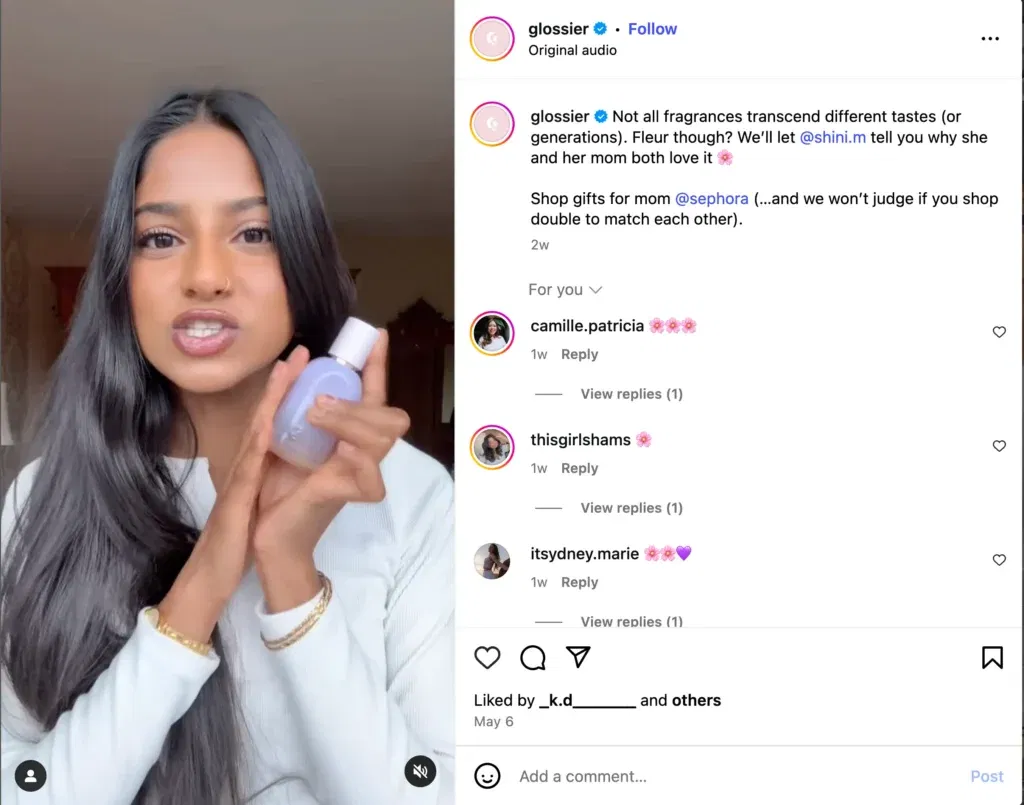brands that work with micro-influencers Glossier