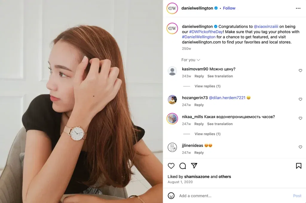 Daniel Wellington micro influencer campaigns