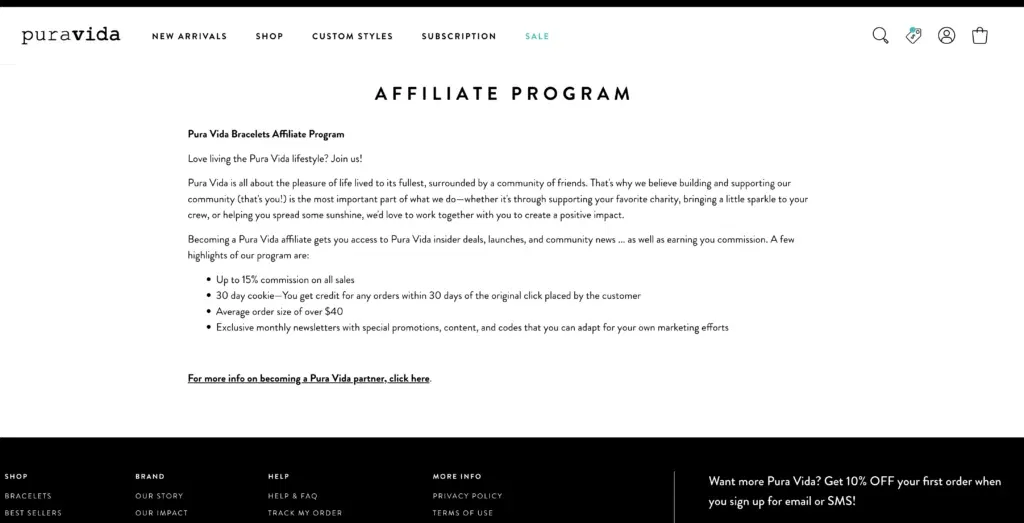 Pura Vida affiliate program