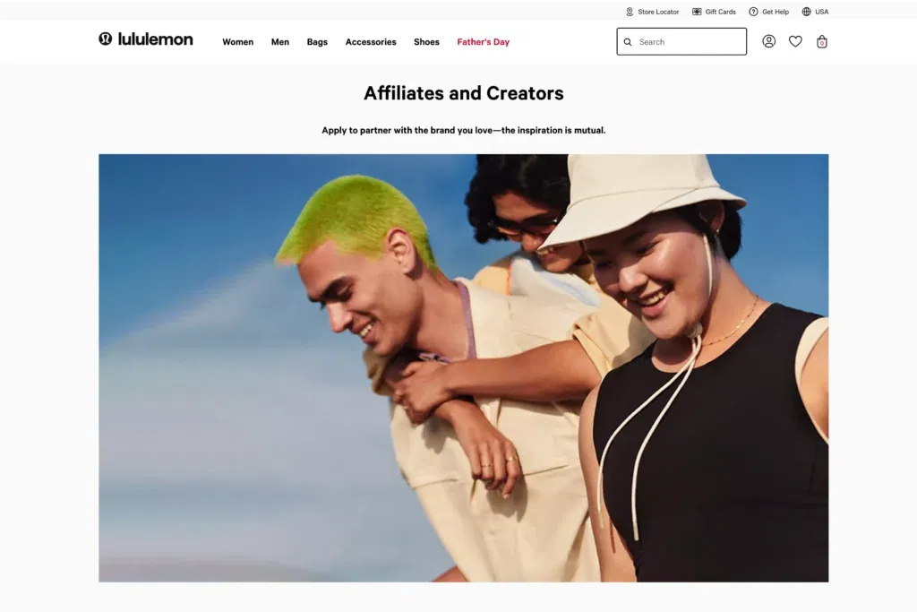 Lululemon affiliates and creator perks