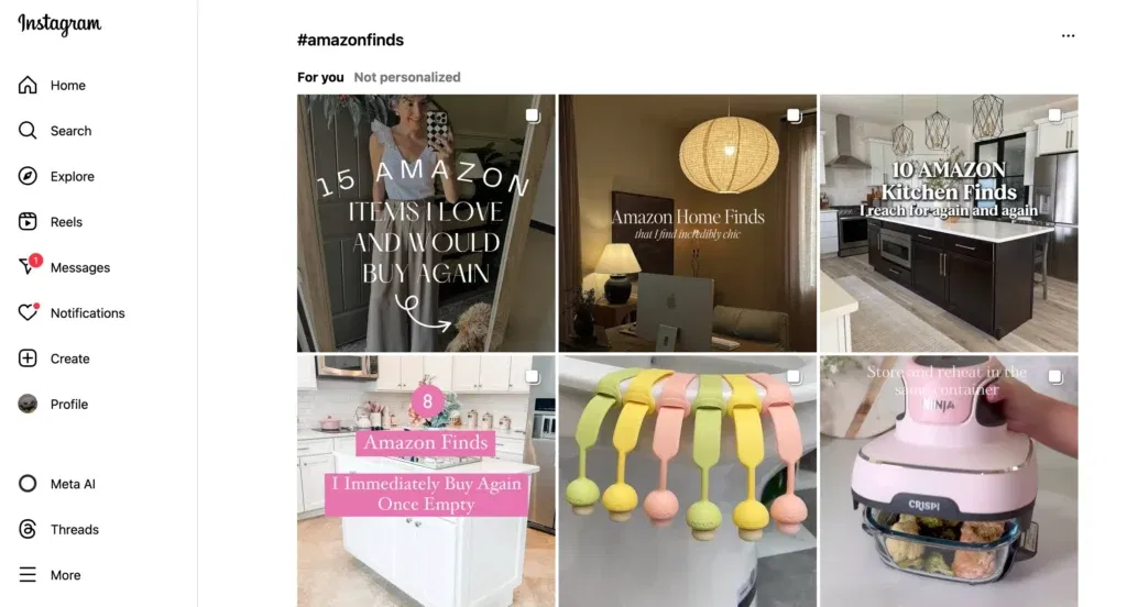 #AmazonFinds search results on Instagram