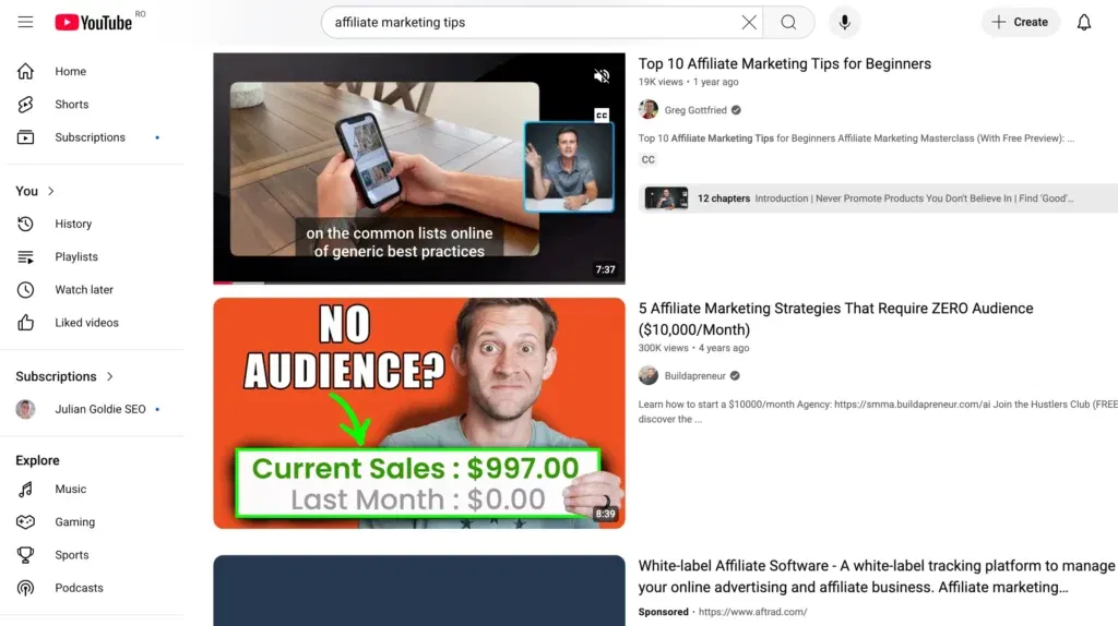 YouTube search engine for video content