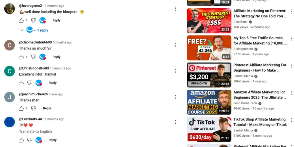 Youtube user interaction