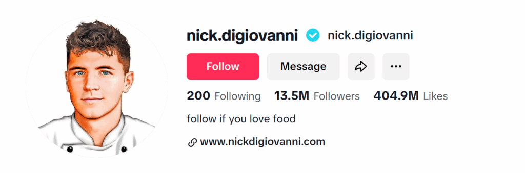 TikTok food influencer nick.digiovanni