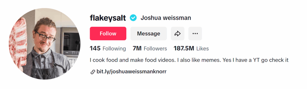 food influencer on TikTok flakeysalt